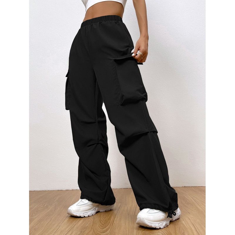 Pantalón Cargo de Mezclilla Stretch Negra
